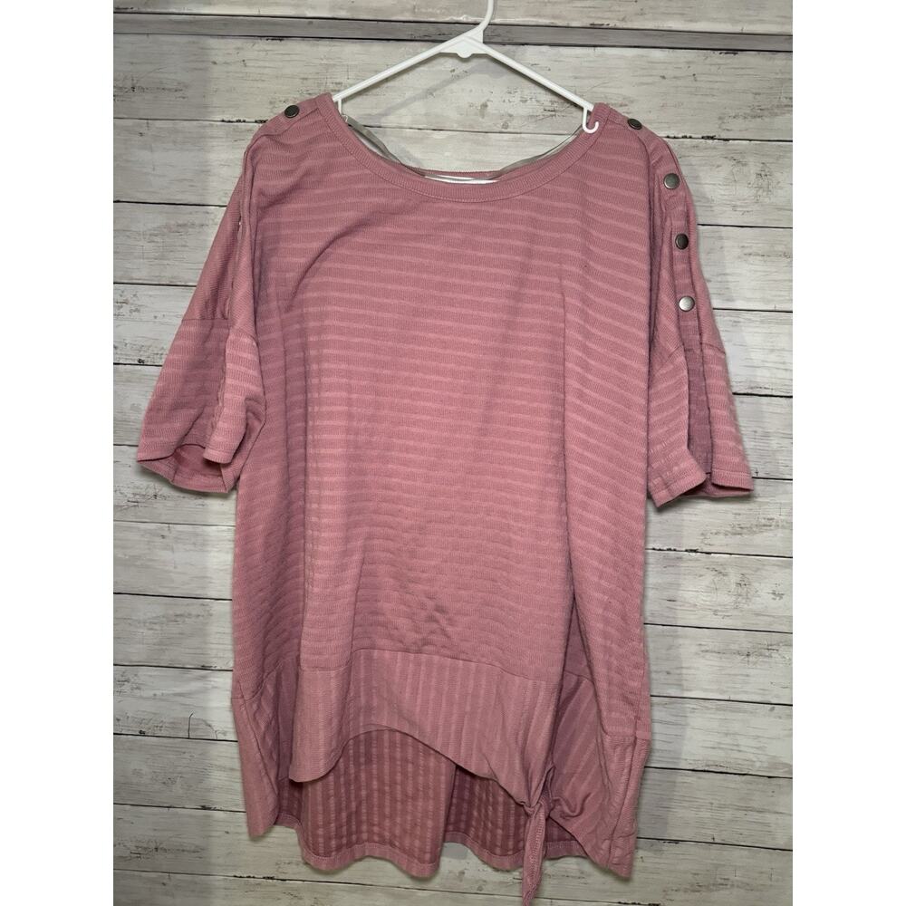 Womens 3X Pink Plus Size Short Sleeve Blouse Top Shirt Casual Ladies